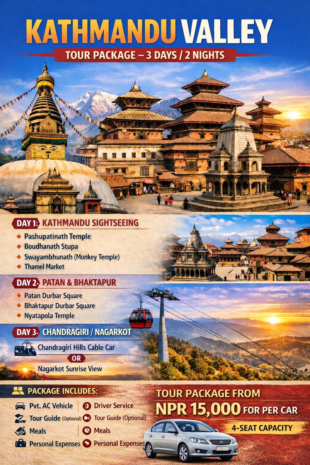 Kathmandu Valley Tour Package – 3 Days / 2 Nights